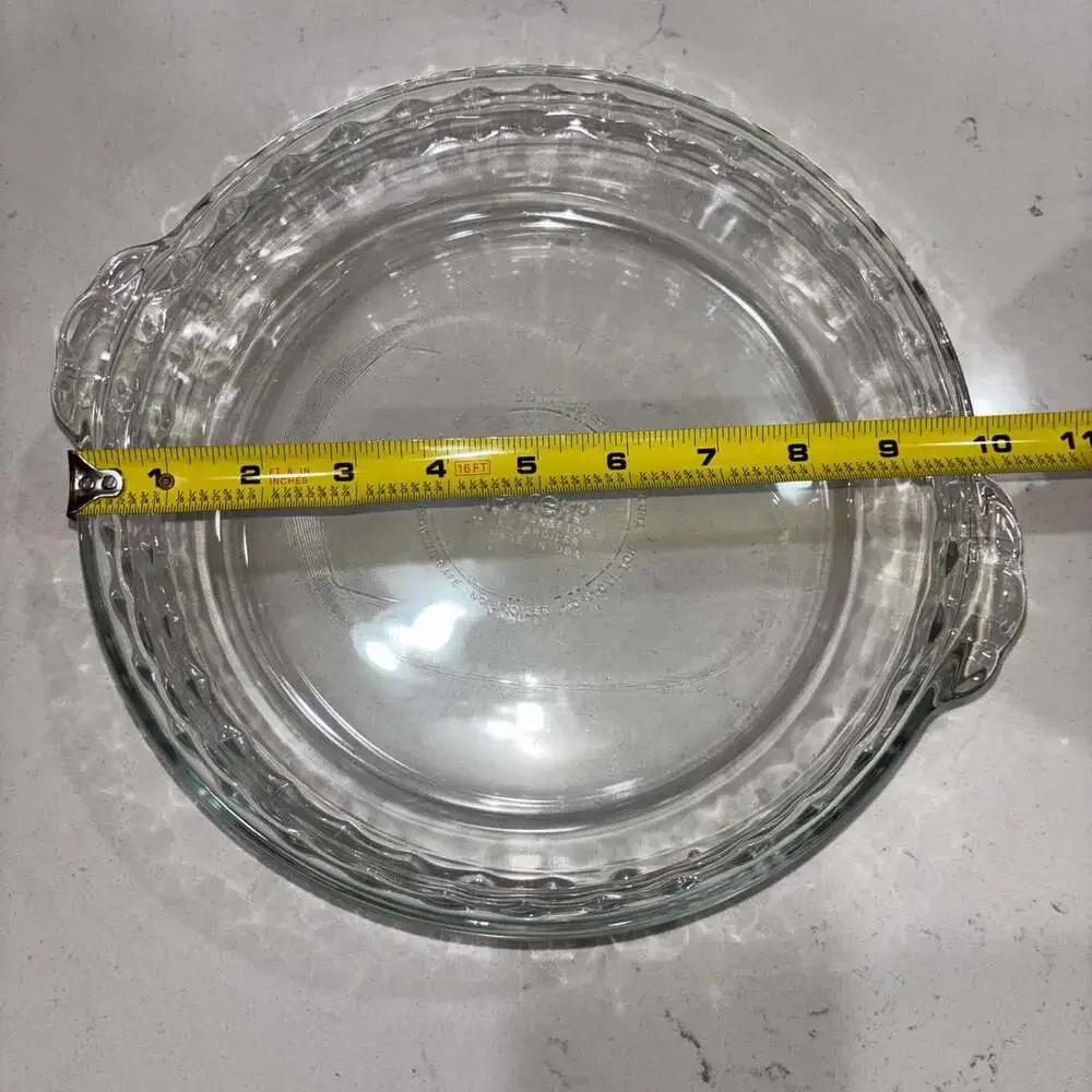 Vintage Pyrex #229 Pie Dishes (2) Size 9.5-Inch Clear Glass Fluted Scalloped